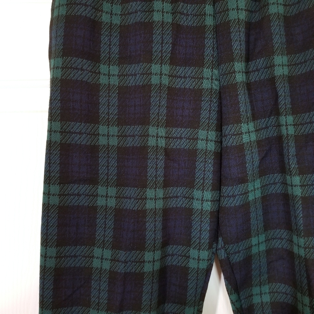 VTG Green Blue Plaid Tapered Leg Pants, Petite